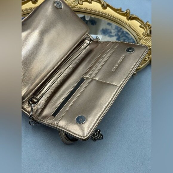 🆕 KARL LAGERFELD PARIS 🧿 NWT K/Kushion Crossbody Wallet, Champagne Metallic - Picture 10 of 15